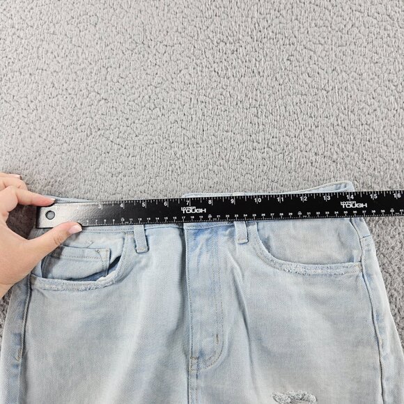 Flying Monkey Shorts Women 26 Light Wash Blue Distressed Frayed Cutoff High Rise - Picture 7 of 16